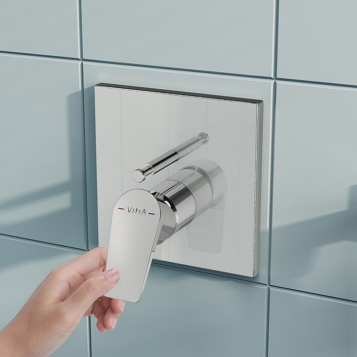 VitrA Flow Square UP-Badewannenarmatur (Ausladung Armatur: 90 mm, Chrom, Glänzend) | BAUHAUS