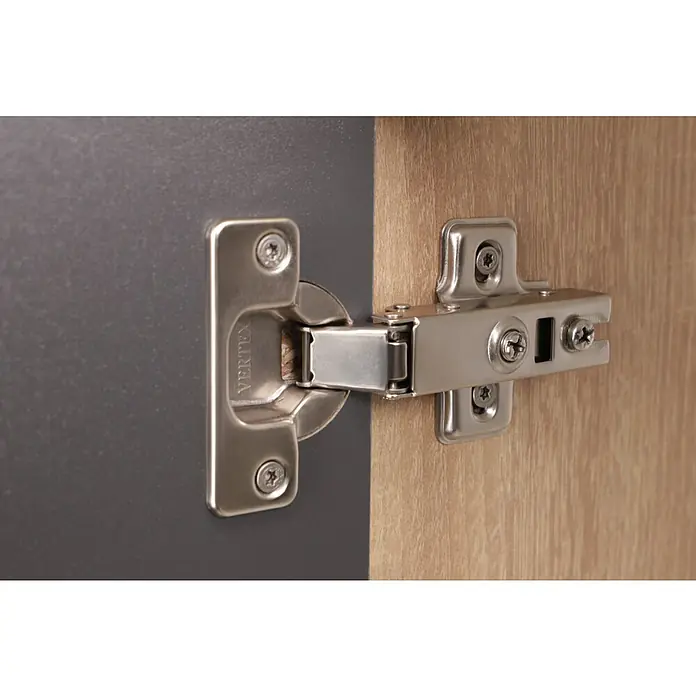Respekta Merle Hängeschrank - B x T x H: 100 x 34,6 x 168,3 cm, Grau, 3 Stk. - Nahaufnahme eines Vertex-Scharniers an einem Schrank, das die hochwertige Konstruktion und Funktionalität hervorhebt.