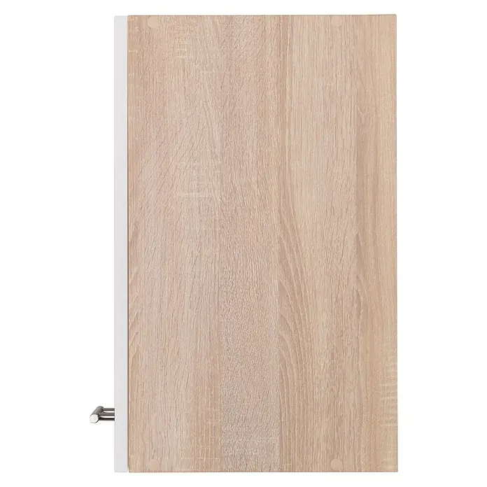 Respekta Merle Küchen-Hängeschrank - B x T x H: 50 x 34,6 x 56,1 cm, Weiß - Nahaufnahme eines hellen Holzschubladenelements mit Griff und klarer Holzmaserung, ideal für moderne Möbeldesigns.