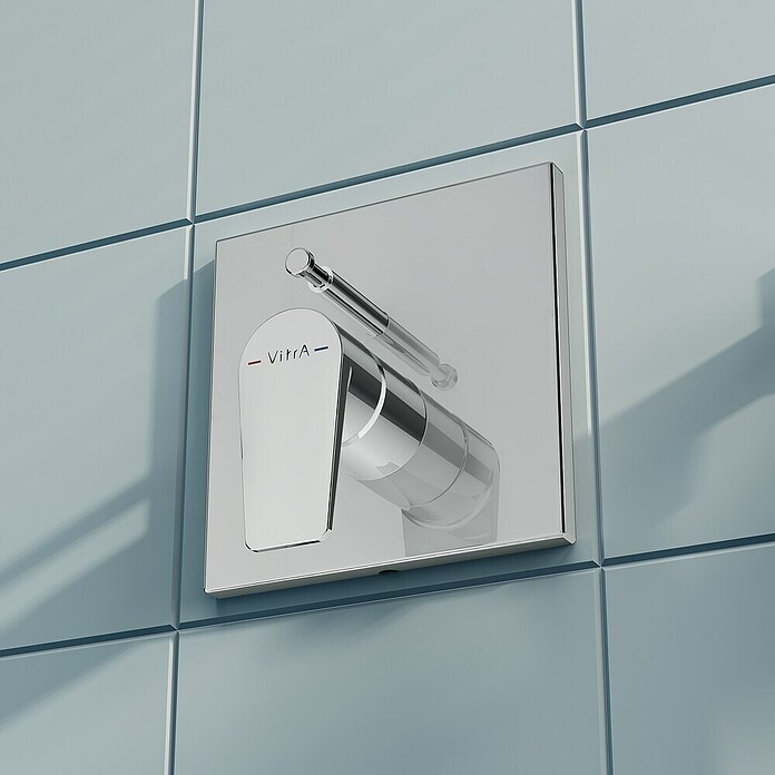 VitrA Flow Square UP-Badewannenarmatur (Ausladung Armatur: 90 mm, Chrom, Glänzend) | BAUHAUS