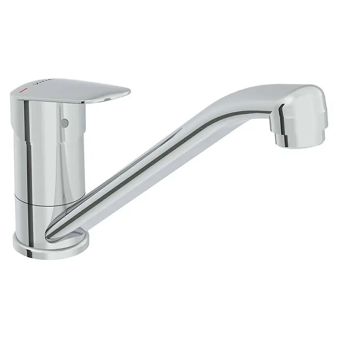 VitrA Flow Round Spültischarmatur - Höhe: 17,4 cm, Chrom, Glänzend - Verchromte Küchenarmatur mit Einhebelmischer und langem, gebogenem Auslauf.