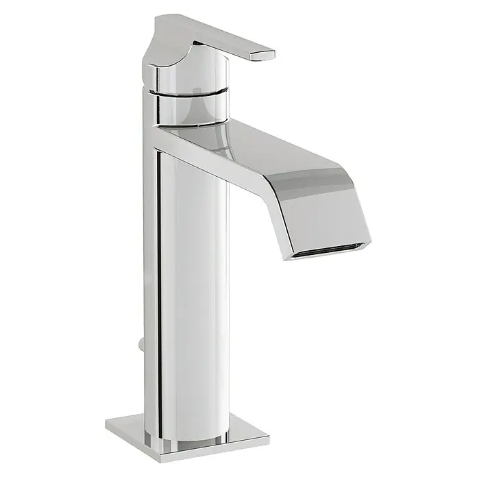 VitrA Suit Waschtischarmatur - Chrom, Glänzend, Höhe: 19 cm - Moderner Einhebelmischer aus poliertem Chrom mit rechteckigem Auslauf und quadratischem Sockel.