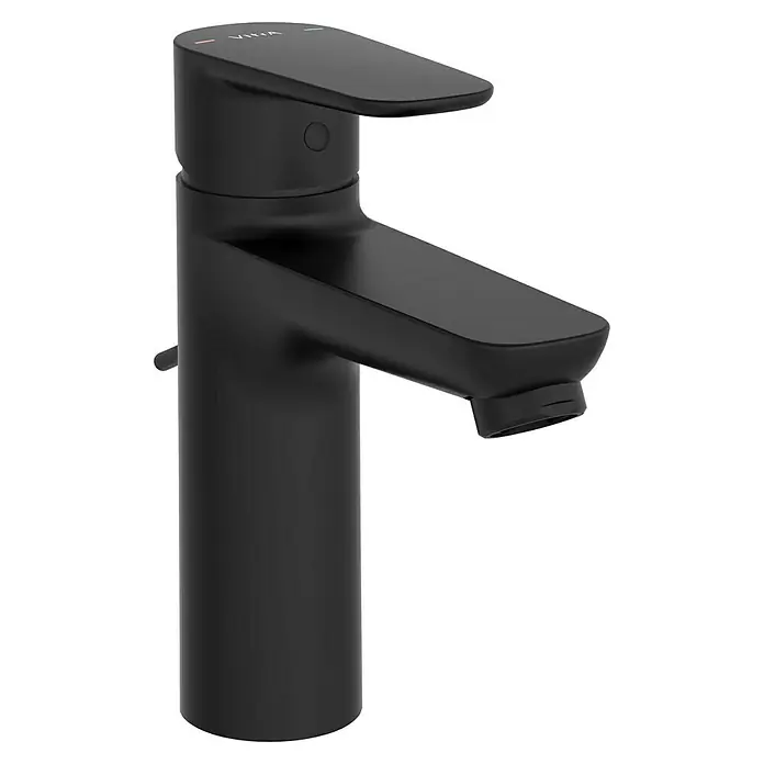 VitrA Flow Soft Waschtischarmatur - Schwarz, Höhe: 17 cm, Mit Zugstange - Mattschwarze Einhebel-Waschtischarmatur in modernem Design.