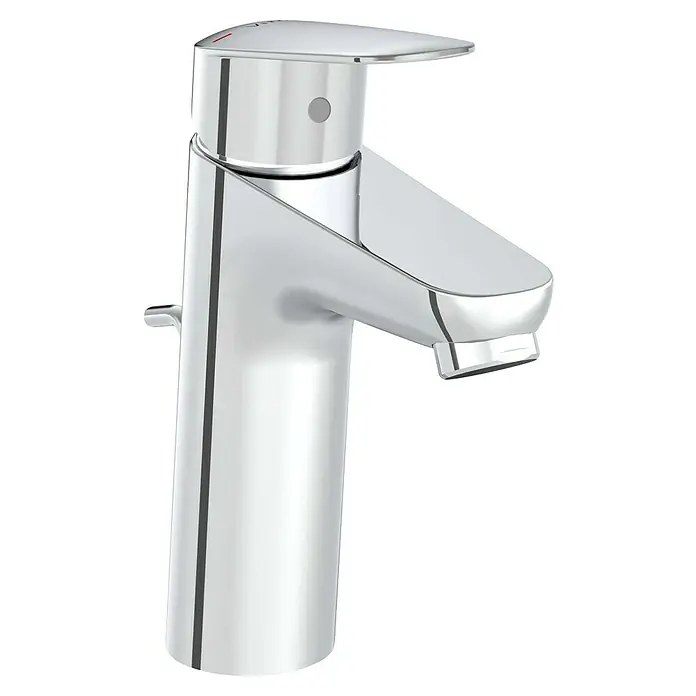VitrA Flow Round Waschtischarmatur - Höhe: 18 cm, Ausladung Armatur: 115 mm, Chrom, Mit Zugstange - Moderner, verchromter Einhebelmischer für Waschbecken.