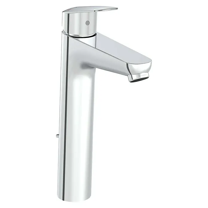 VitrA Flow Round Waschtischarmatur - Höhe: 27 cm, Ausladung Armatur: 151 mm, Chrom, Mit Zugstange - Polierter Chrom-Einhebel-Waschtischmischer.