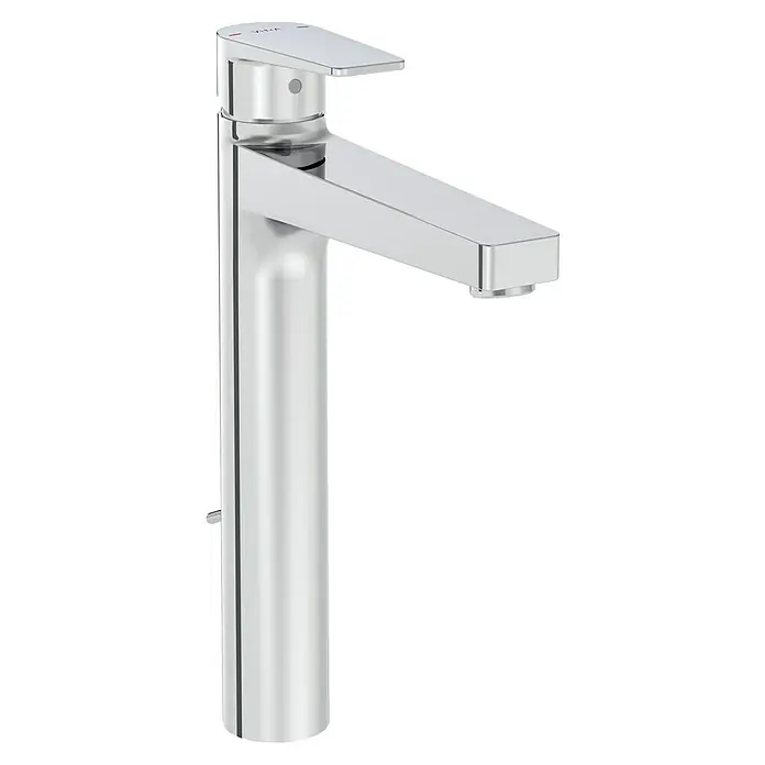 VitrA Flow Square Waschtischarmatur - Chrom, Glänzend, Höhe: 30 cm, Mit Zugstange - Einhebel-Waschtischarmatur aus poliertem Chrom mit hohem Körper und rechteckigem Auslauf für Bad oder Küche.