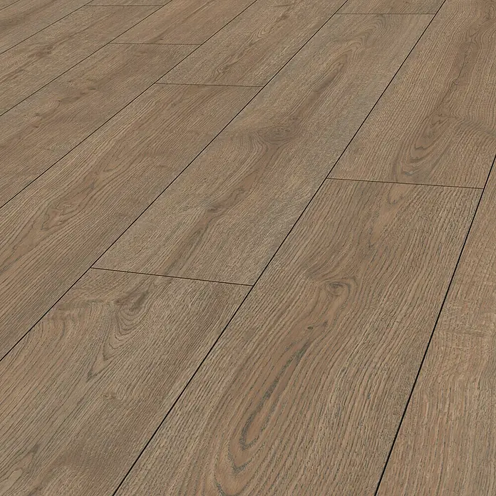 Egger Laminat NatureSense Aqua - Turin Eiche braun, Landhausdiele, 1.292 x 193 x 8 mm - Helle Laminatboden-Textur. Dieses schöne Laminat erzeugt eine warme und einladende Atmosphäre mit seiner Holzoptik und realistischen Maserung.