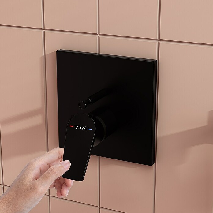 VitrA Flow Square UP-Badewannenarmatur (Ausladung Armatur: 90 mm, Schwarz, Matt) | BAUHAUS