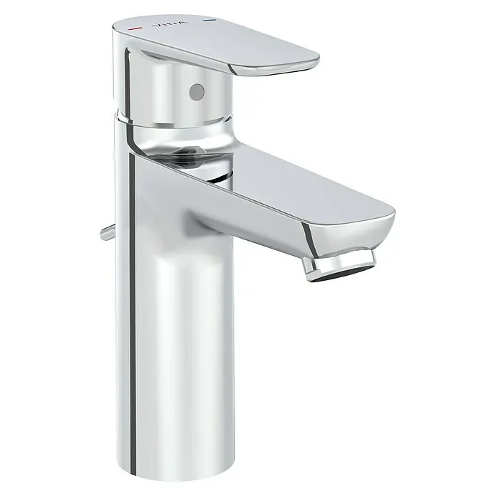 VitrA Flow Soft Waschtischarmatur - Chrom, Höhe: 17 cm, Mit Zugstange - Glänzender Chrom-Einhebelmischer in modernem Design für Bad oder Küche.