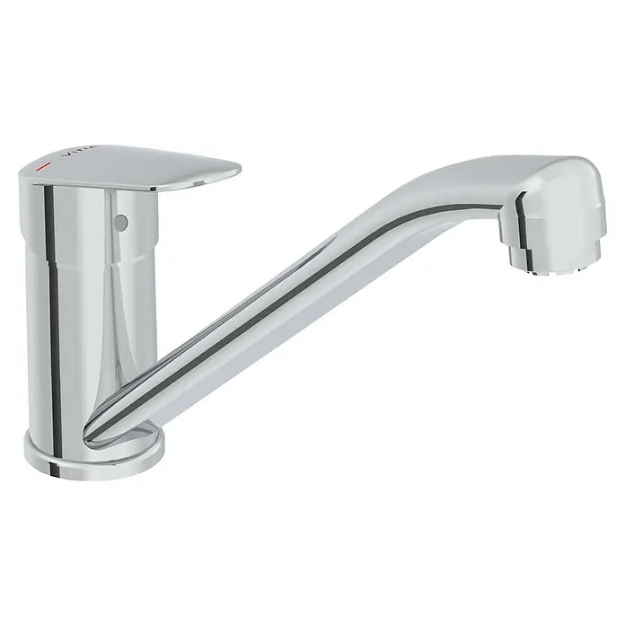 VitrA Flow Round Spültischarmatur - Niederdruck, Chrom, Glänzend, Höhe: 17,4 cm - Moderner Einhebelmischer aus poliertem Chrom.