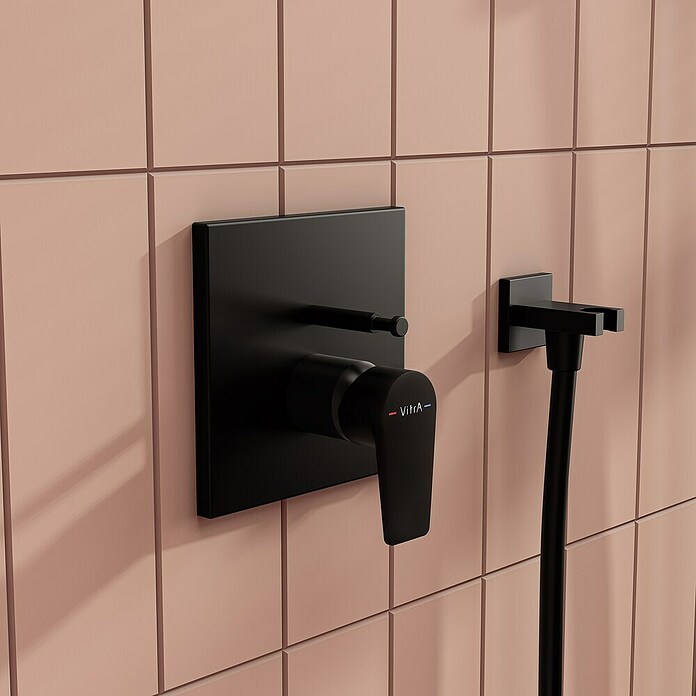 VitrA Flow Square UP-Badewannenarmatur (Ausladung Armatur: 90 mm, Schwarz, Matt) | BAUHAUS