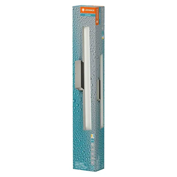 Ledvance Orbis Aplique LED para espejo - 10 W, L x An x Al: 60 x 8,8 x 5,7 cm, Cromo, Blanco cálido - Embalaje de una luminaria LEDVANCE para baño. La luz elegante es ideal para espejos y proporciona una iluminación agradable.