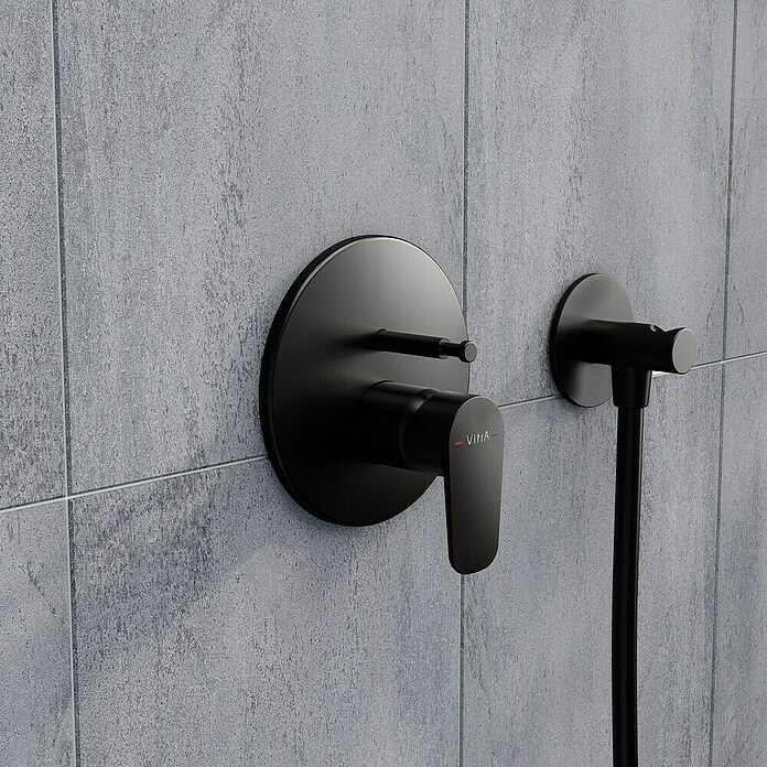 VitrA Flow Soft UP-Badewannenarmatur (Schwarz, Matt, Ausladung Armatur: 87 mm) | BAUHAUS