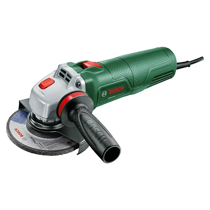 Bosch Elektro-Winkelschleifer UniversalGrind 850-125 - 850 W, Durchmesser Scheibe: 125 mm, Leerlaufdrehzahl: 12.000 U/min - Bosch UniversalGrind 850-125 Winkelschleifer mit Schutzhaube, Zusatzhandgriff und Schleifscheibe, ideal zum Trennen und Schleifen von Metall.