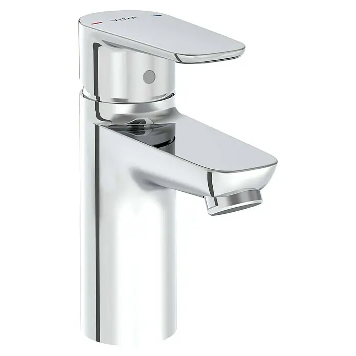 VitrA Flow Soft Waschtischarmatur - Chrom, Höhe: 15 cm, Ohne Zugstange - Glänzende Chrom-Einhebelarmatur für Bad oder Küche.