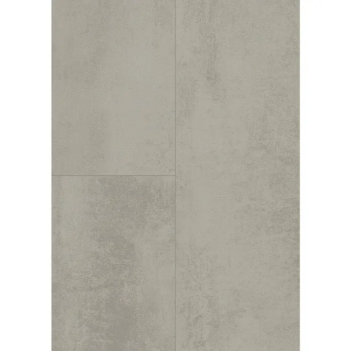 Egger Laminat Aquadura+ - Chromix silber, Fliese, 1.292 x 327 x 7,5 mm - Nahaufnahme von ineinandergreifenden modularen grauen Fliesen mit einer Betonstruktur.