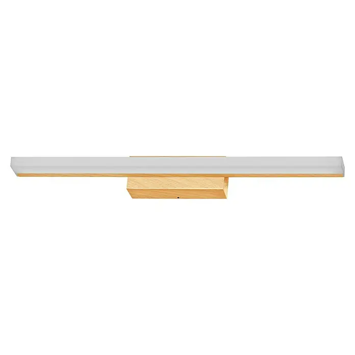 Ledvance Orbis Aplique LED para espejo - 10 W, L x An x Al: 60 x 8,8 x 5,7 cm, Madera, Blanco cálido - Estante de madera clara sobre una pared blanca. Diseño sencillo con líneas limpias y tonos cálidos, ideal para interiores modernos.