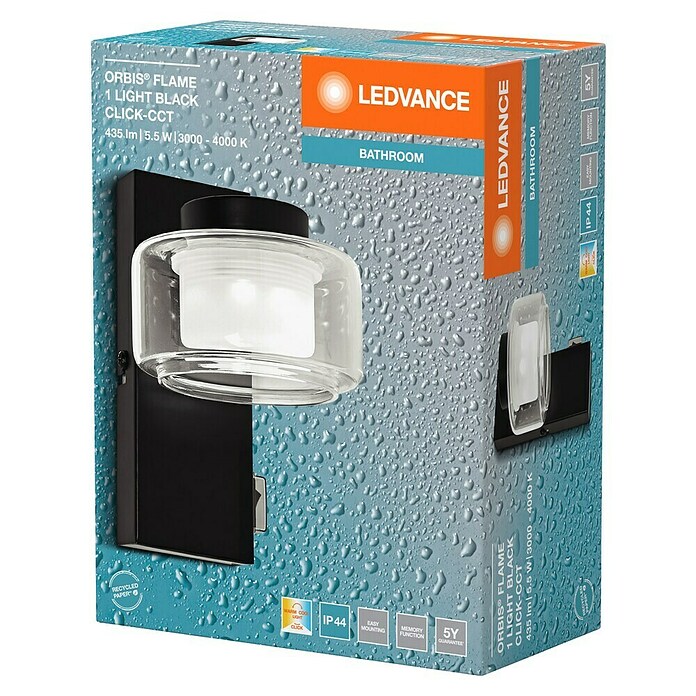 Ledvance Orbis Aplique de pared LED (5,5 W, L x An x Al: 10 x 12 x 15 cm, Negro, 1 ud.) | BAUHAUS