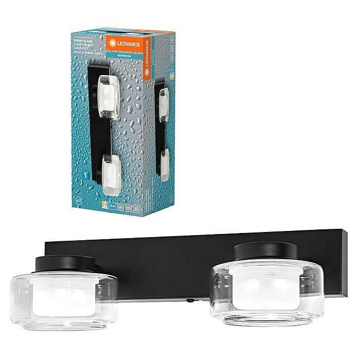 Ledvance Orbis Aplique de pared LED (11 W, L x An x Al: 30 x 13 x 9 cm, Negro, Blanco cálido, 2 ud.) | BAUHAUS