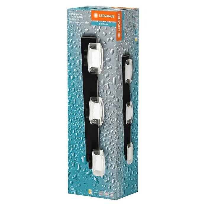 Ledvance Orbis Aplique de pared LED (55 W, L x An x Al: 50 x 12 x 9 cm, Negro, Blanco neutro, 3 ud.) | BAUHAUS