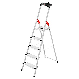 Hailo Stehleiter L80 COMFORTLINE (L x B: 1,68 m x 48 cm, Aluminium, Belastbarkeit: 150 kg)
