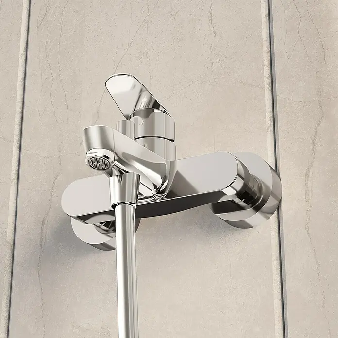 VitrA Flow Round Badewannenarmatur - Chrom, Glänzend - Polierte Chrom-Brausearmatur mit Hebelgriff und Auslauf.