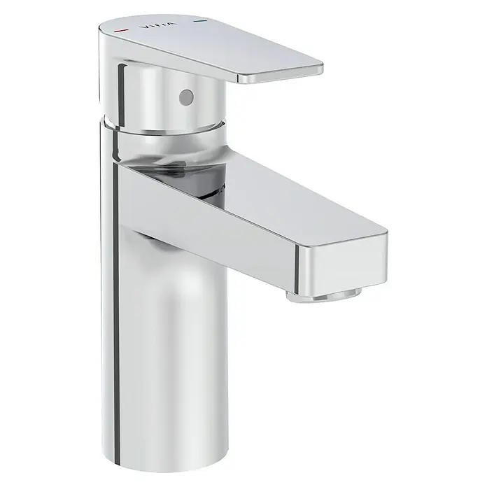 VitrA Flow Square Waschtischarmatur - Chrom, Glänzend - Moderner, verchromter Badarmatur mit flachem Hebel und quadratischem Auslauf.