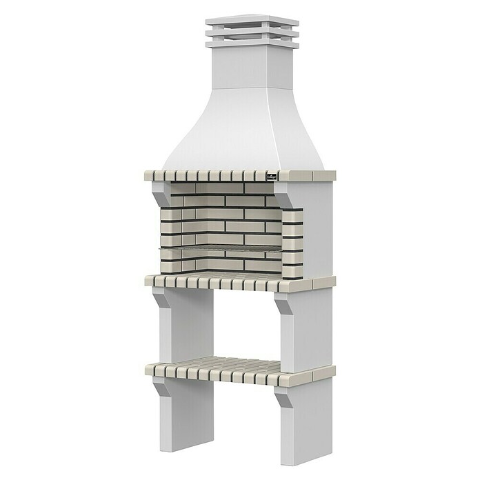 Collippo Barbacoa de obra Faro (An x Pr x Al: 80 x 47 x 210 cm, Superficie parrilla: 62 x 38 cm, Blanco) | BAUHAUS