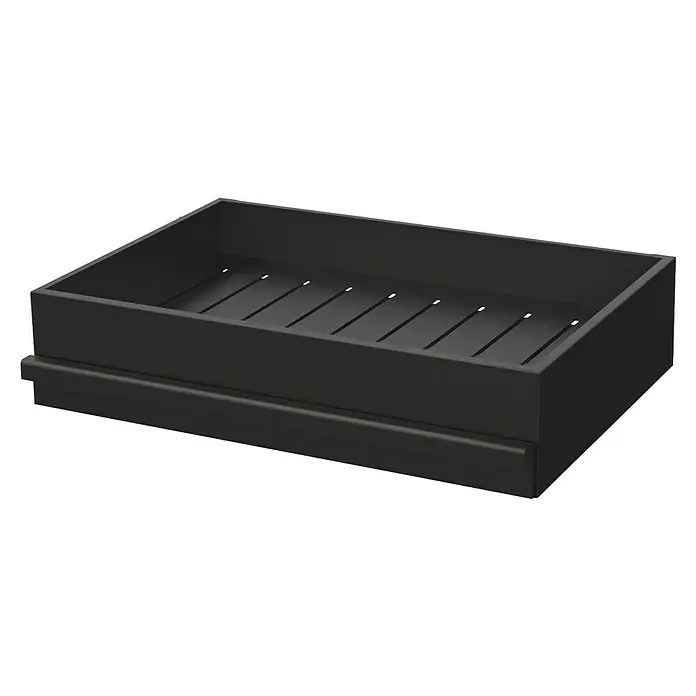 Collippo Cajón para barbacoa - L x An x Al: 50 x 33 x 12 cm, Acero - Cajón negro con fondo de listones. Un elemento de almacenamiento sencillo con un diseño llamativo para diversos propósitos.