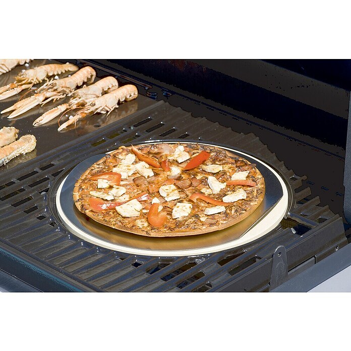 Campingaz Barbacoa de gas Onyx Premium + Piedra para pizza y cortador (Superficie de la parrilla (An x Pr): 61 x 46 cm, 3,4 kW, Número de quemadores: 4) | BAUHAUS