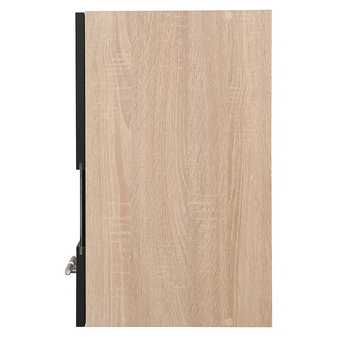 Respekta Merle Küchen-Hängeschrank - B x T x H: 110 x 34,6 x 56,1 cm, Schwarz - Helle Holzstruktur eines Möbelstücks mit dunklen Akzenten. Das Furnier weist eine natürliche Maserung auf und verleiht dem Objekt Wärme.