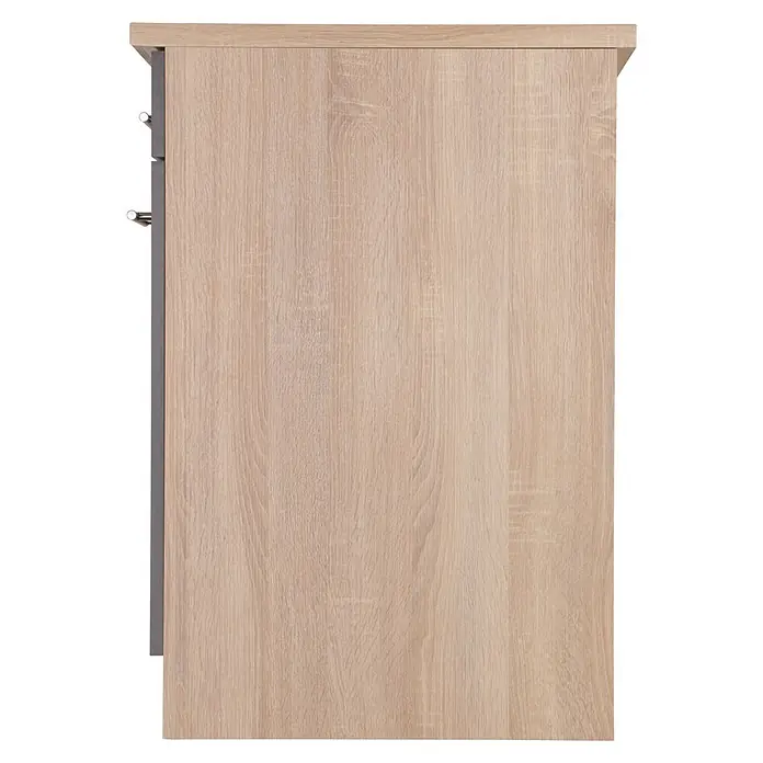 Respekta Merle Küchen-Unterschrank - B x T x H: 50 x 60 x 84,8 cm, Grau - Nahaufnahme einer hellen Holzkommode mit feiner Maserung und schlichtem Design, ideal für moderne Wohnräume.