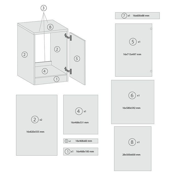 Respekta Merle Spülenunterschrank (B x T x H: 50 x 60 x 84,8 cm, Grau) | BAUHAUS