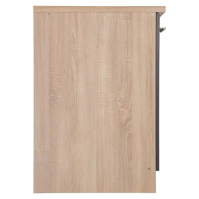Respekta Merle Spülenunterschrank - B x T x H: 50 x 60 x 84,8 cm, Grau - Detailansicht einer hellen Holzkommode, die die feine Maserung und die schlichte Eleganz des Möbelstücks hervorhebt.