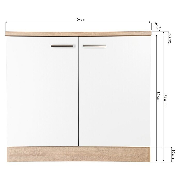 Respekta Merle Spülenunterschrank (B x T x H: 100 x 60 x 84,8 cm, Weiß) | BAUHAUS