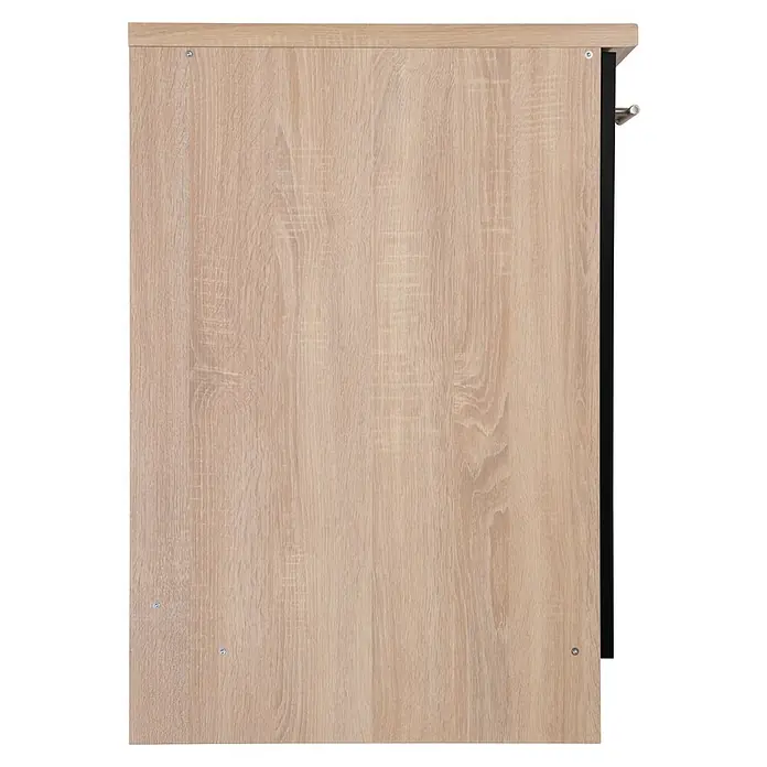 Respekta Merle Spülenunterschrank - B x T x H: 50 x 60 x 84,8 cm, Schwarz - Nahaufnahme eines hellen Holzpaneels, das die Maserung und Textur hervorhebt. Ideal für Möbeldesigns und Inneneinrichtungsprojekte.