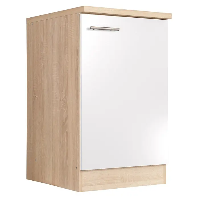 Respekta Merle Spülenunterschrank - B x T x H: 50 x 60 x 84,8 cm, Weiß - Schrank mit weißer Tür und Holzrahmen, ideal für Küche oder Bad. Das moderne Design bietet viel Stauraum.