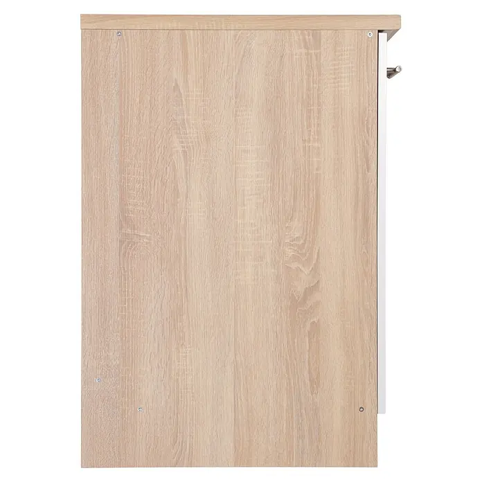 Respekta Merle Spülenunterschrank - B x T x H: 50 x 60 x 84,8 cm, Weiß - Detailaufnahme einer Holzplatte mit einer hellen, natürlichen Maserung, ideal für Möbelbau und Innenausstattung, robust und vielseitig.