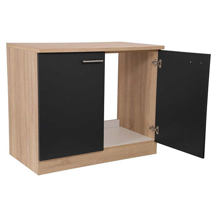 Respekta Merle Spülenunterschrank (B x T x H: 100 x 60 x 84,8 cm, Schwarz) | BAUHAUS