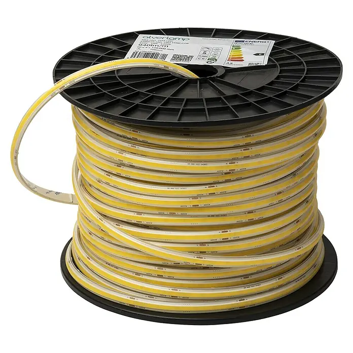 Alverlamp Tira LED a metros - Largo: 100 cm, Blanco neutro, 12 W, 1.140 lm, IP65 - Bobina de tira de luz LED flexible Silverlamp COB, 640lm/m, 10 x 100 mm. Ideal para iluminación y decoración interior flexible.