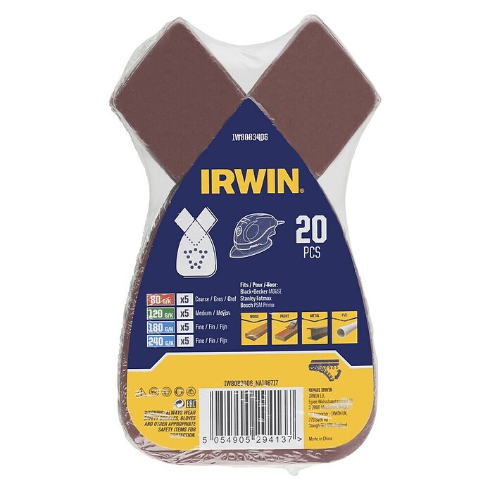 Irwin Schuurstroken met klittenband Set 20x (Passend bij: Black & Decker Mouse, Stanley Fatmax, Bosch PSM Primo) | BAUHAUS