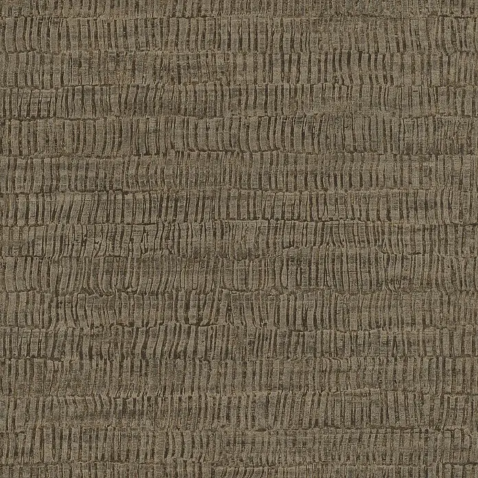 Rasch Amara Vliestapete - Kupferschwarz, Grafisch, 10,05 x 0,53 m - Braun-graues Textilmaterial mit unregelmäßigem, vertikal geripptem Muster.