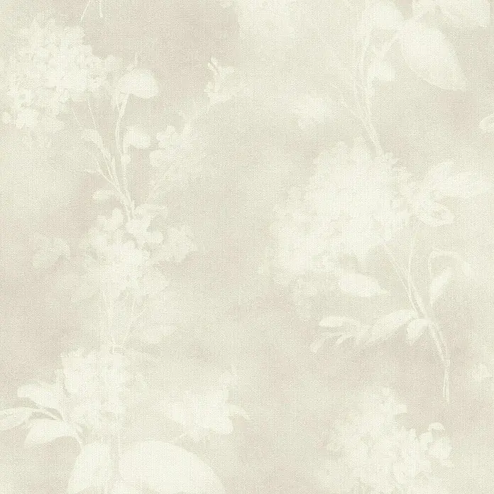 Rasch Florentine IV Vliestapete Dezente Blümchen - Grau, Floral, 10,05 x 0,53 m - Hellbeiger Strukturstoff mit dezentem Blumenmuster.