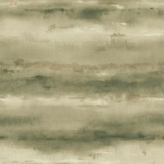 Rasch Florentine IV Vliestapete Shadows - Grünbeige, Grafisch, 10,05 x 0,53 m - Strukturierter Stoff mit horizontalen Aquarellstreifen in gedeckten Grün-, Grau- und Rosttönen.
