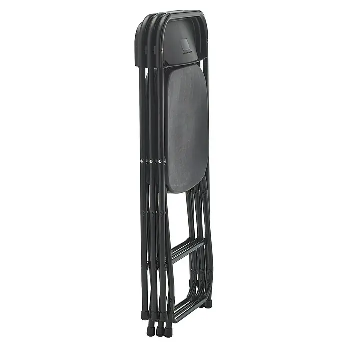 Silla de jardín Every - 46 x 50 x 80 cm, Negro, HDPE/Acero - Silla plegable negra plegada con estructura metálica robusta, ideal para guardar ahorrando espacio. Uso versátil.