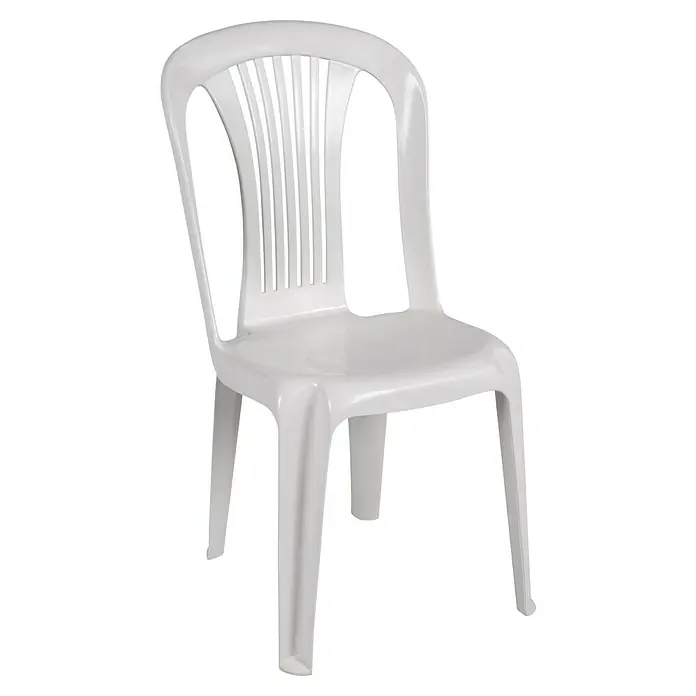 Silla de jardín Sintra - 45 x 45 x 88 cm, Blanco, Polipropileno, Apilable - Elegante diseño de silla apilable blanca. La silla combina funcionalidad con un aspecto atractivo y es ideal para diversas ocasiones.