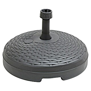 Base de parasol efecto ratán (Ø x Al: 45 x 26 cm, Negro)