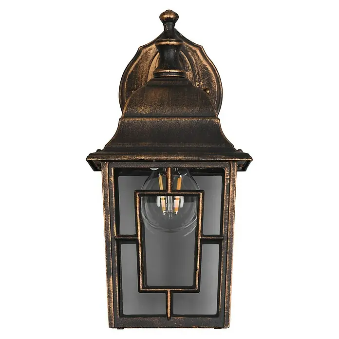 Trio Lighting Aplique exterior Volturno - 60 W, 19 x 15 x 30 cm, Bronce, IP44 - Elegante lámpara de pared de estilo antiguo con diseño decorativo e iluminación ambiental para exteriores.
