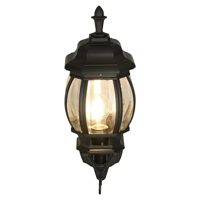 Trio Lighting Aplique exterior Elvo ascendente - 60 W, 24 x 18 x 49 cm, Negro, IP44, Ascendente - Elegante farol negro para exteriores. La forma clásica y la luz cálida crean un ambiente atmosférico.