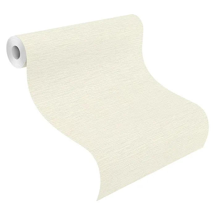 Rasch Selection Vliestapete Vinyl - Beige, Uni, 10,05 x 0,53 m - Rolle cremefarbener Tapete mit subtiler Leinenstruktur.